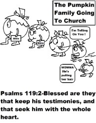 Pumpkin Family Going To Church Coloring Page